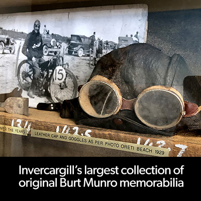 See Invercargill´s largest collection of Burt Munro memorabilia