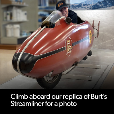 Climb aboard a replica of Burt Munro´s Streamliner for a unique photo opportunity