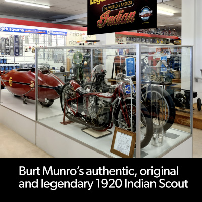 See Burt Munro´s Authentic, Original and Legendary 1920 Indian Scout - ´The Munro Special´
